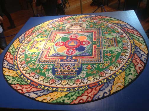 Completed sand painting of Amitahba Buddha mandala PHOTO: Gene Savoy Jr.