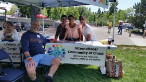 Staffing the table are Rev. Robert Anderson (foreground) and (back, left to right) Rt. Rev. Sean Savoy, Claudia Grady, and Ronnie Peoples.