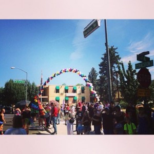 The Pride Parade passes Ralston St. at First St.