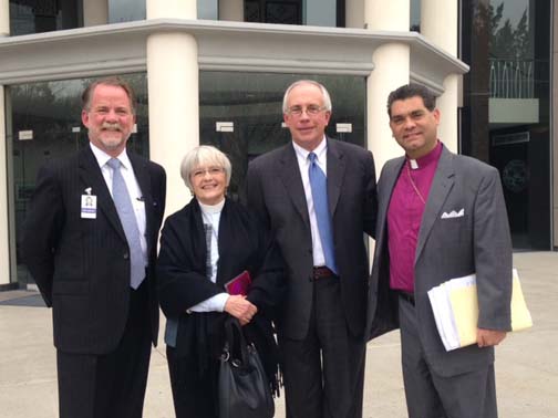 Michael Hillerby, Rebecca Wilis, Pat Hickey, and Gene Savoy Jr. In front of the Nevada Legislature building after the Nevada Assembly Taxation Committee hearing. PHOTO: Ted Staver