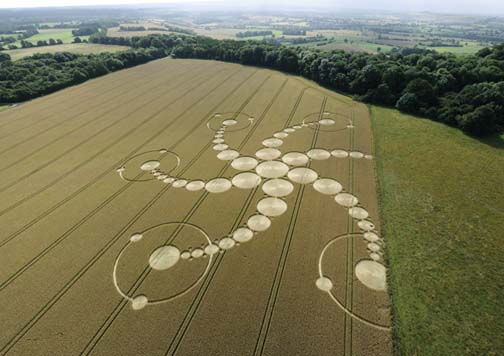 Crop circle in wheat field photographed on Martinsell Hill, Wiltshire, England July 19, 2009 PHOTO: temporarytemples.co.uk