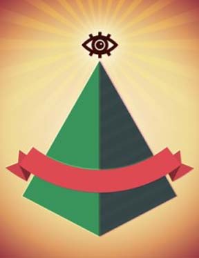 Retro styled poster with all seeing eye and pyramid