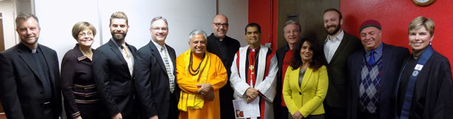 Members of the Nevada Clergy Association gather for the 30th Annual Thanksgiving Eve Service at Little Flower Church on Thursday, November 25, 2015. About 600 people attended this multi-faith tradition.