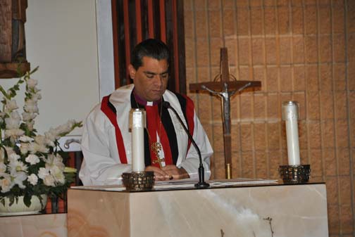 Rt. Rev. Gene Savoy Jr. reading from Dead Sea Scrolls "Thanksgiving Hymn" PHOTO: Stephan Fuelling